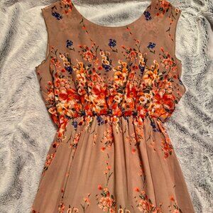Floral Tie-Waist Maxi Dress in Dusty Rose